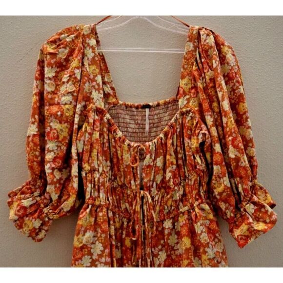 Free People OB1434212 Women's Sz XS Floral Show Me Love Square Neck Romper $148 - Picture 6 of 11